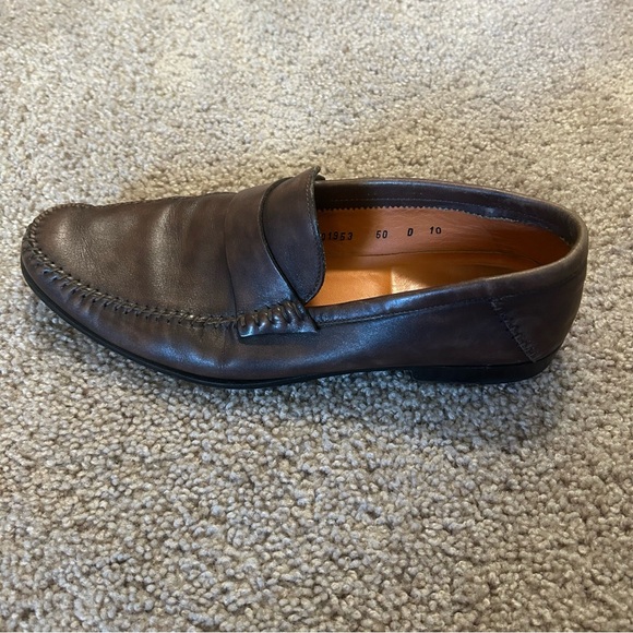 Santoni Brown Leather Slip On Dress Shoes Size 10 Made In Italy D1953 - Picture 11 of 14